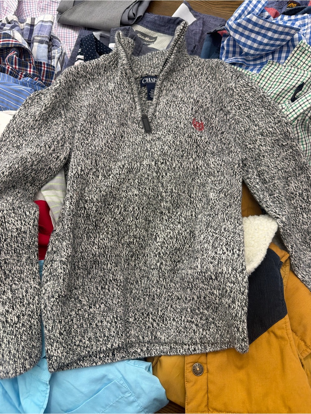 Chaps Boy’s Marled Gray Half-Zip Sweater